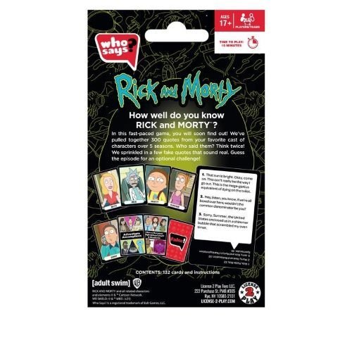 ToyShnip ToyShnip Who Says? Card Game Rick and Morty Edition