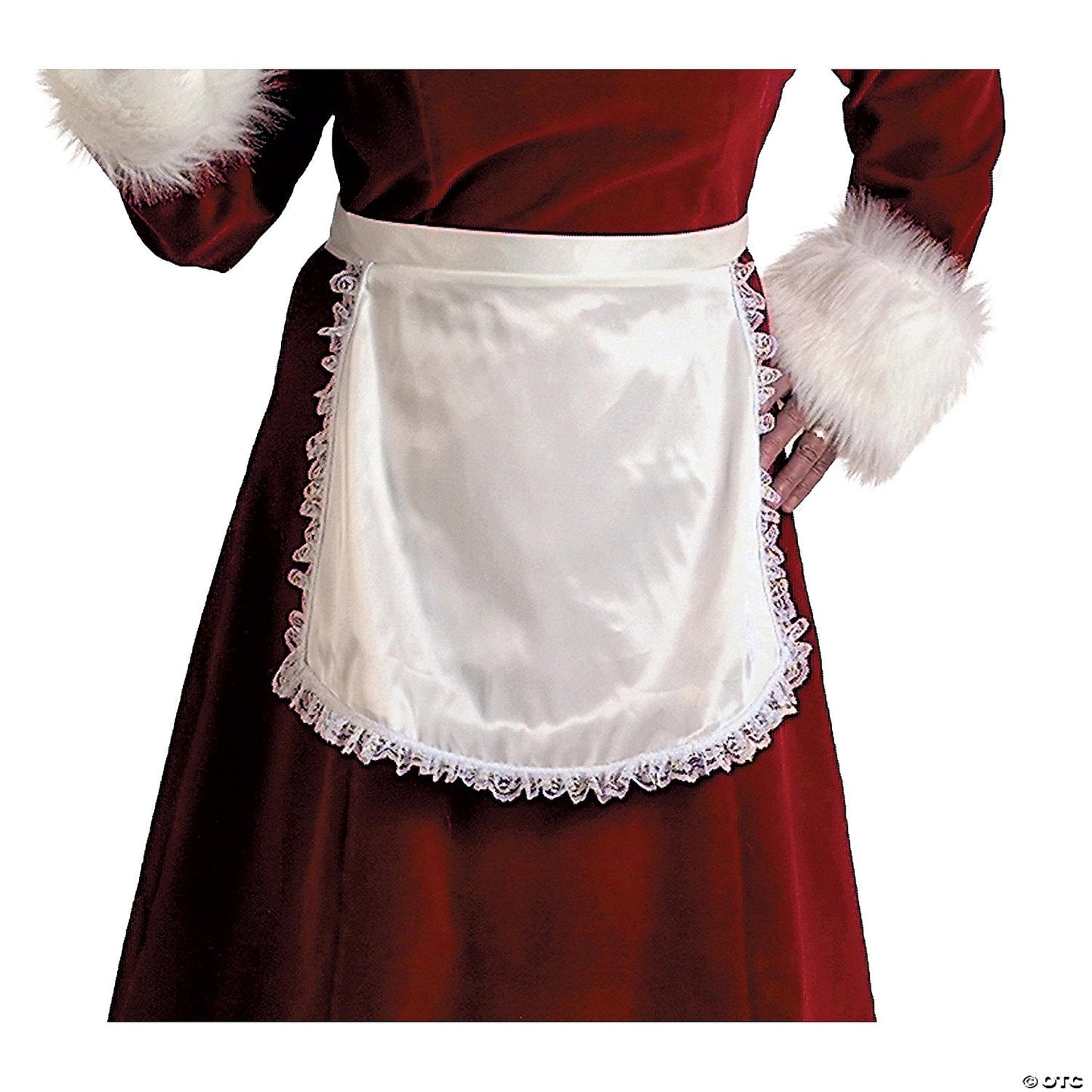 Women's Adult White Mrs. Claus Satin Apron