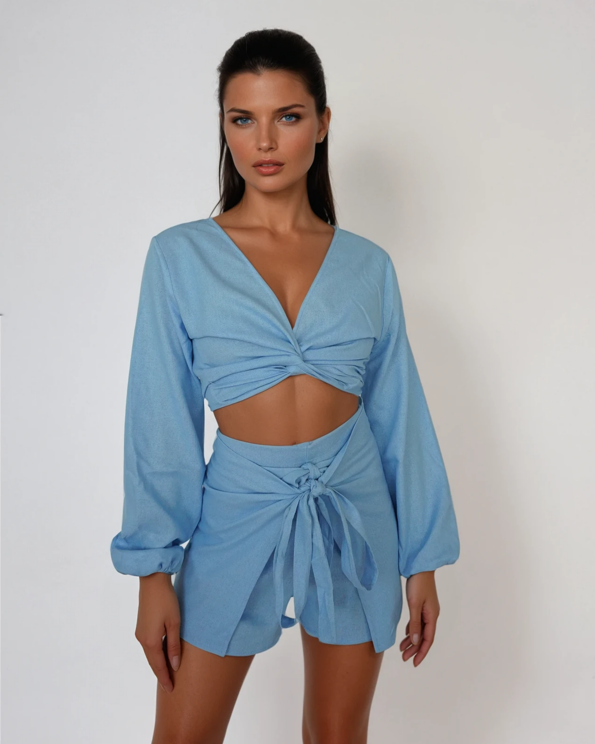 Baliawear Baliawear Wrap Short - Blue Linen