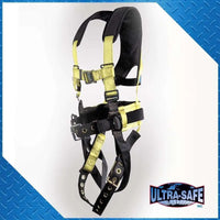Full Body Harness w/ 3 D-Rings Tongue Buckle Legs, Chest Quick Release,Tool Belt and X-Pad RatchetStrap.Com