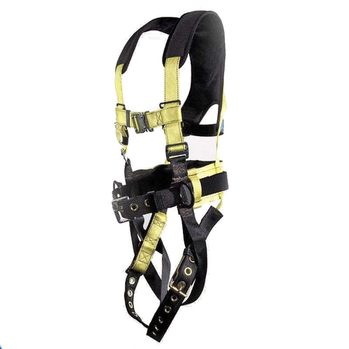 Full Body Harness w/ 3 D-Rings Tongue Buckle Legs, Chest Quick Release,Tool Belt and X-Pad RatchetStrap.Com