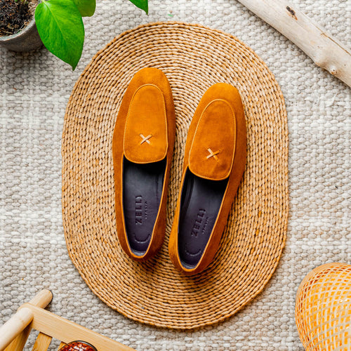 Zelli Italia 16-681-CGN X Italian Sueded Goatskin Loafer, Cognac
