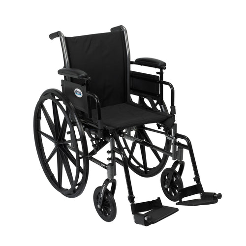 Cruiser III Light Weight Wheelchair with Flip Back Removable Arms, Adjustable Height Desk Arms, Swing away Footrests, 16" RIO Medical Supplies