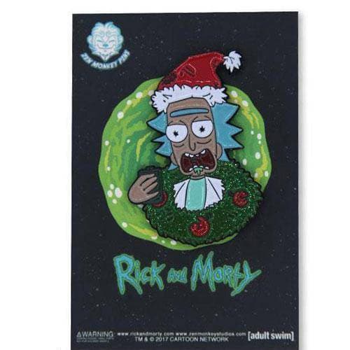Zen Monkey: Rick with Christmas Wreath - Rick & Morty Enamel Pin ToyShnip