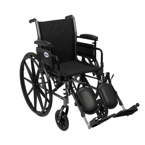 Cruiser III Light Weight Wheelchair with Flip Back Removable Arms, Adjustable Height Desk Arms, Elevating Leg Rests, 18" RIO Medical Supplies