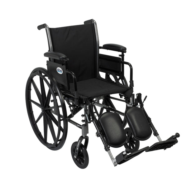 Cruiser III Light Weight Wheelchair with Flip Back Removable Arms, Adjustable Height Desk Arms, Elevating Leg Rests, 18" RIO Medical Supplies